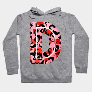 Abstract Letter D Watercolour Leopard Print Alphabet Red Hoodie